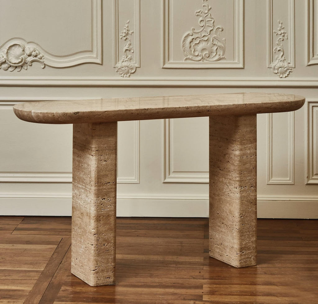 Arco Console Table — Travertine