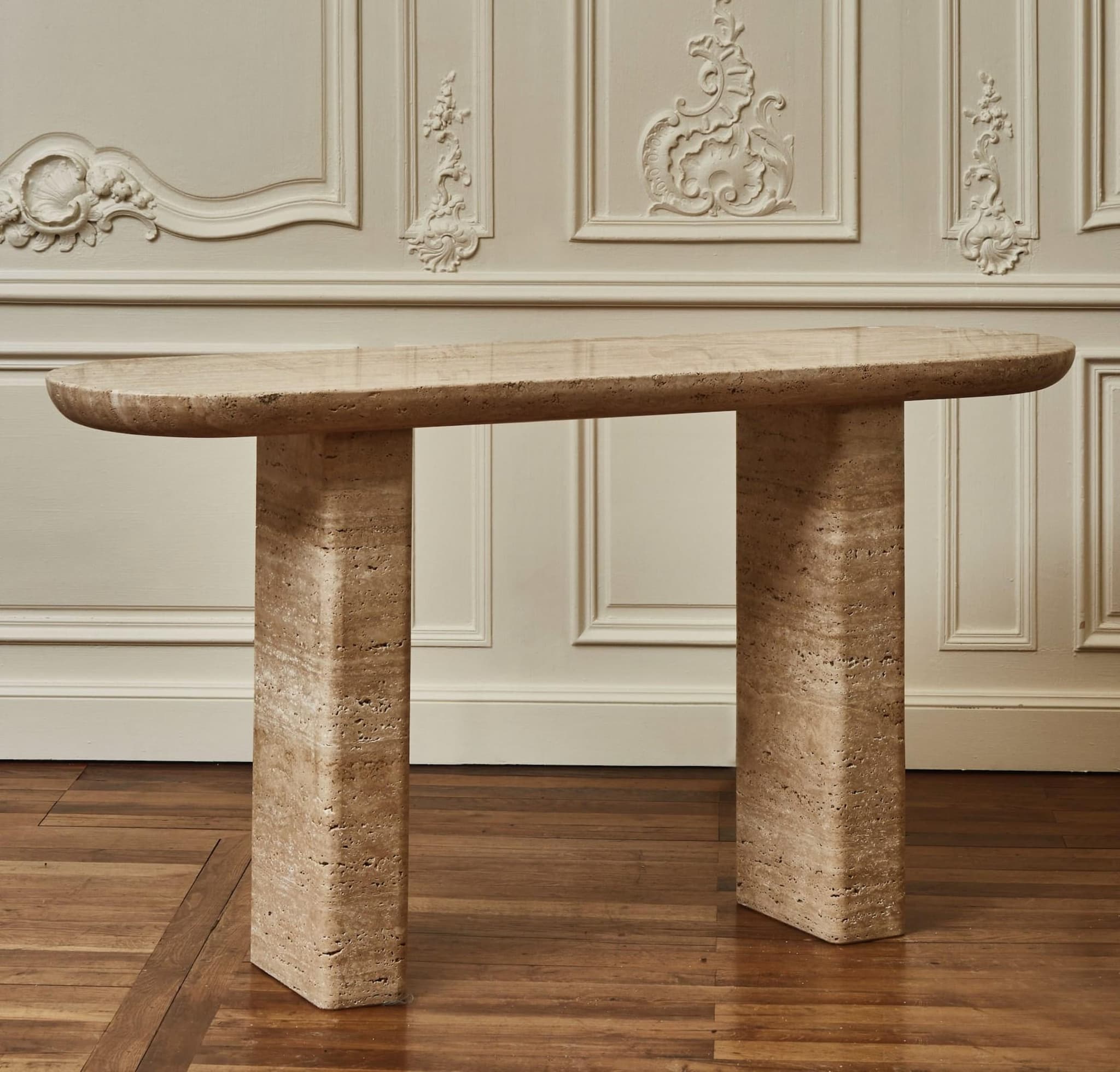 Arco Console Table — Travertine