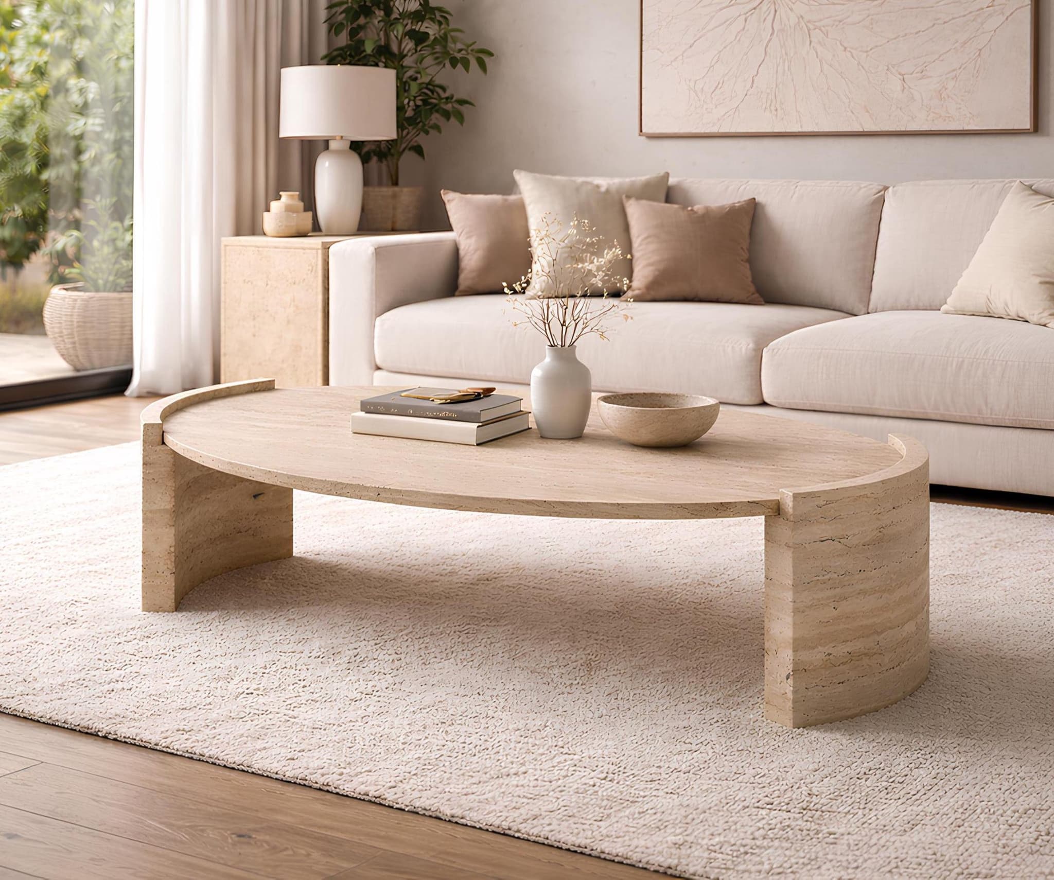 Tevere Dining Table — Travertine
