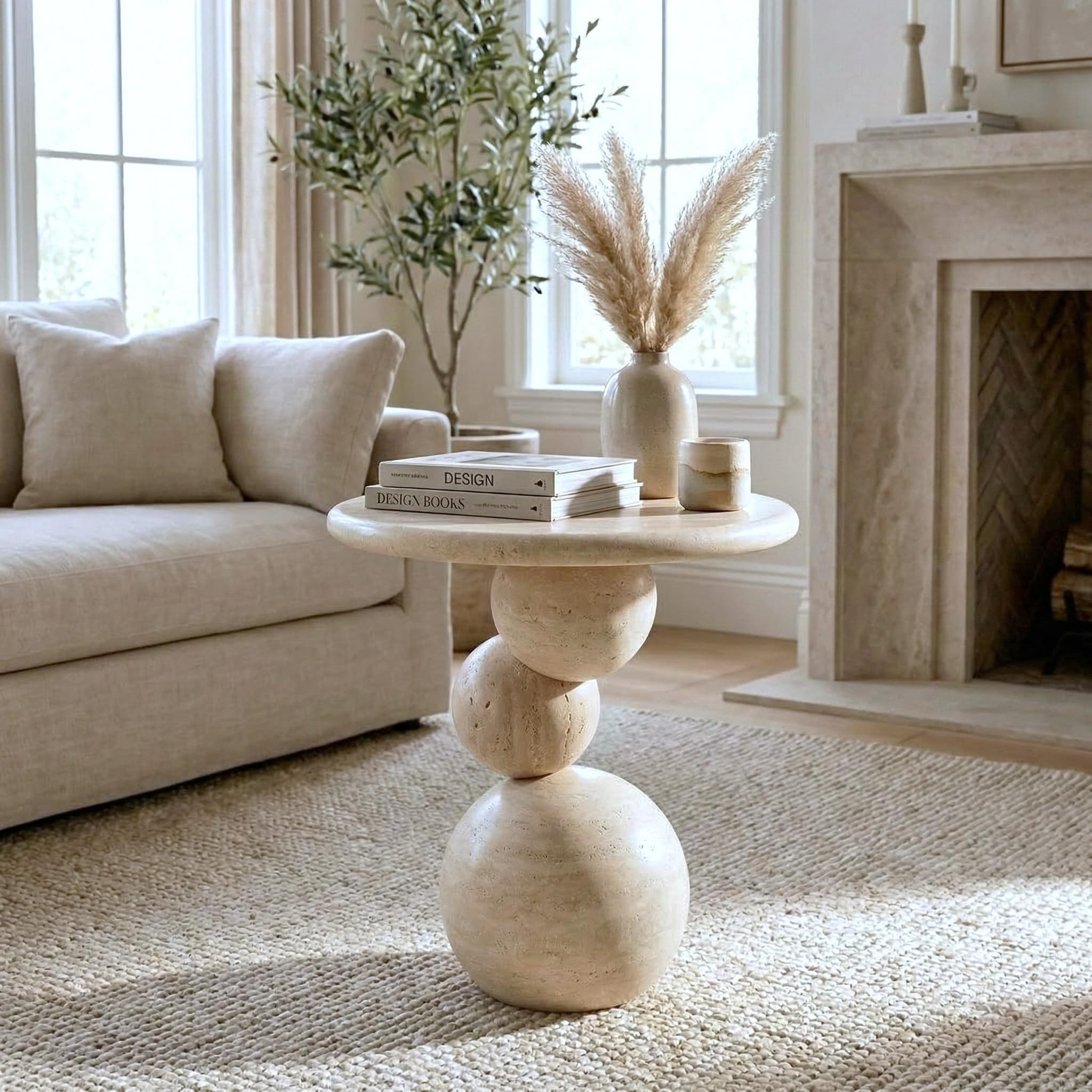 Sfera Side Table — Travertine