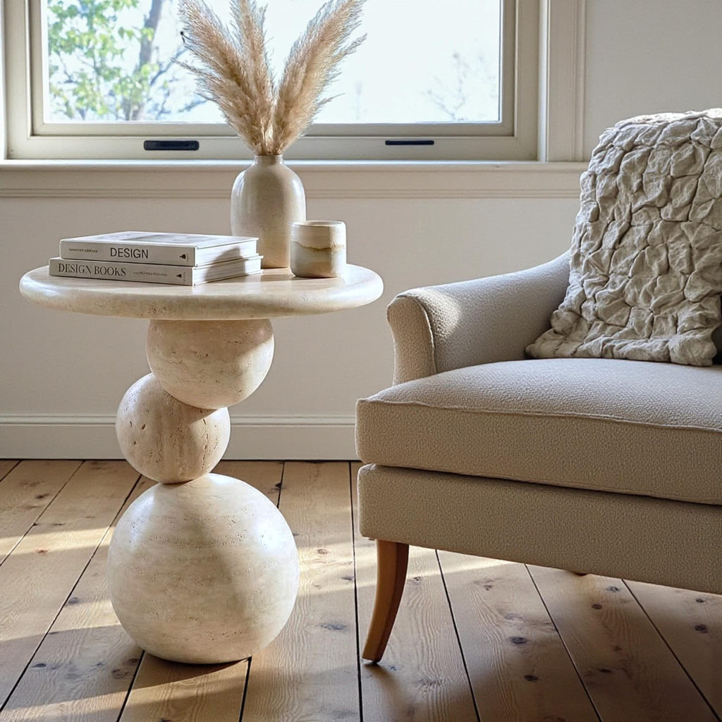 Sfera Side Table — Travertine