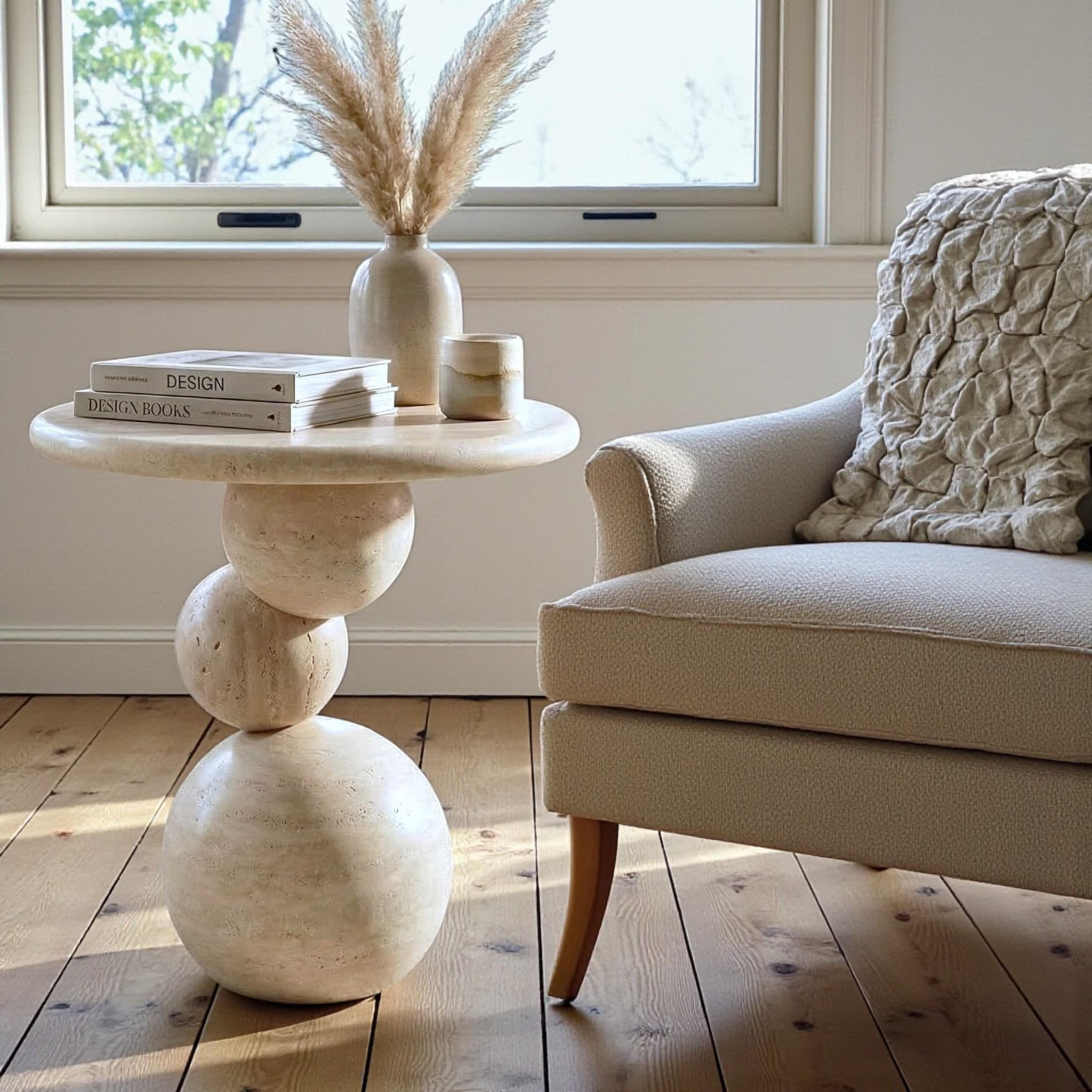 Sfera Side Table — Travertine