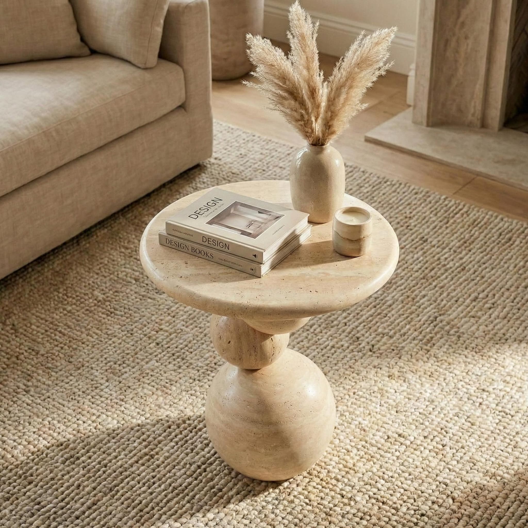 Sfera Side Table — Travertine