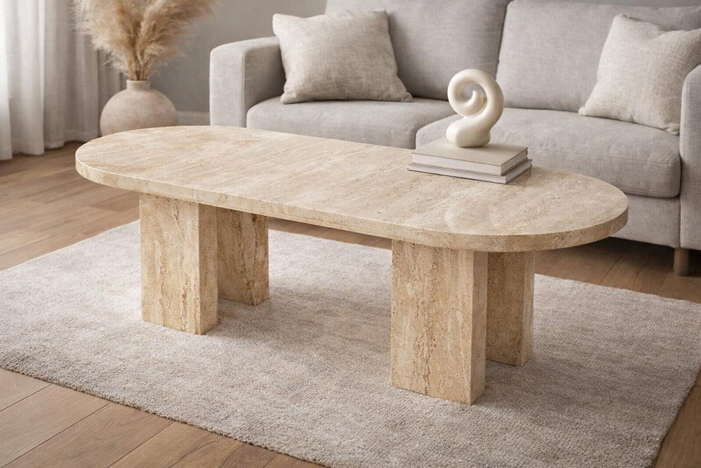 Ovale Dining Table — Travertine