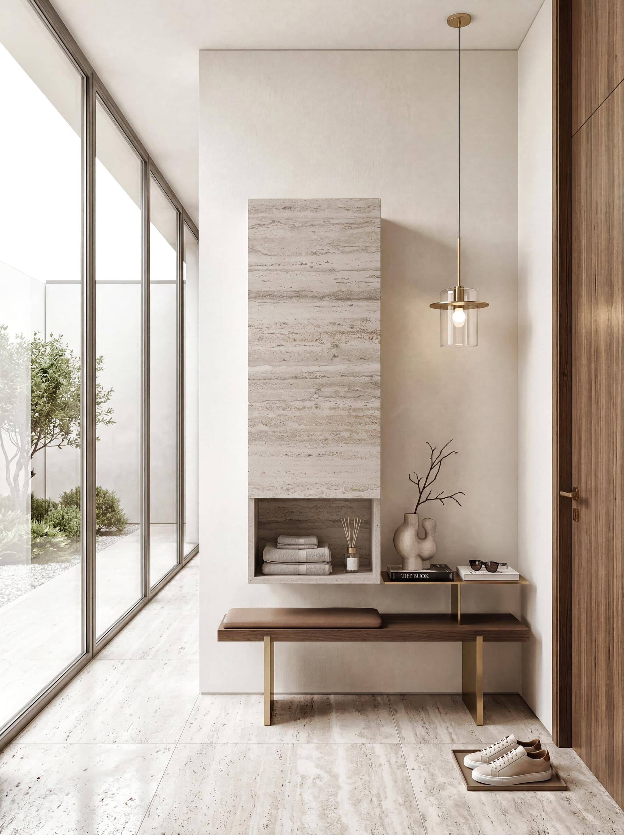 Nuvola Floating Shelf — Travertine