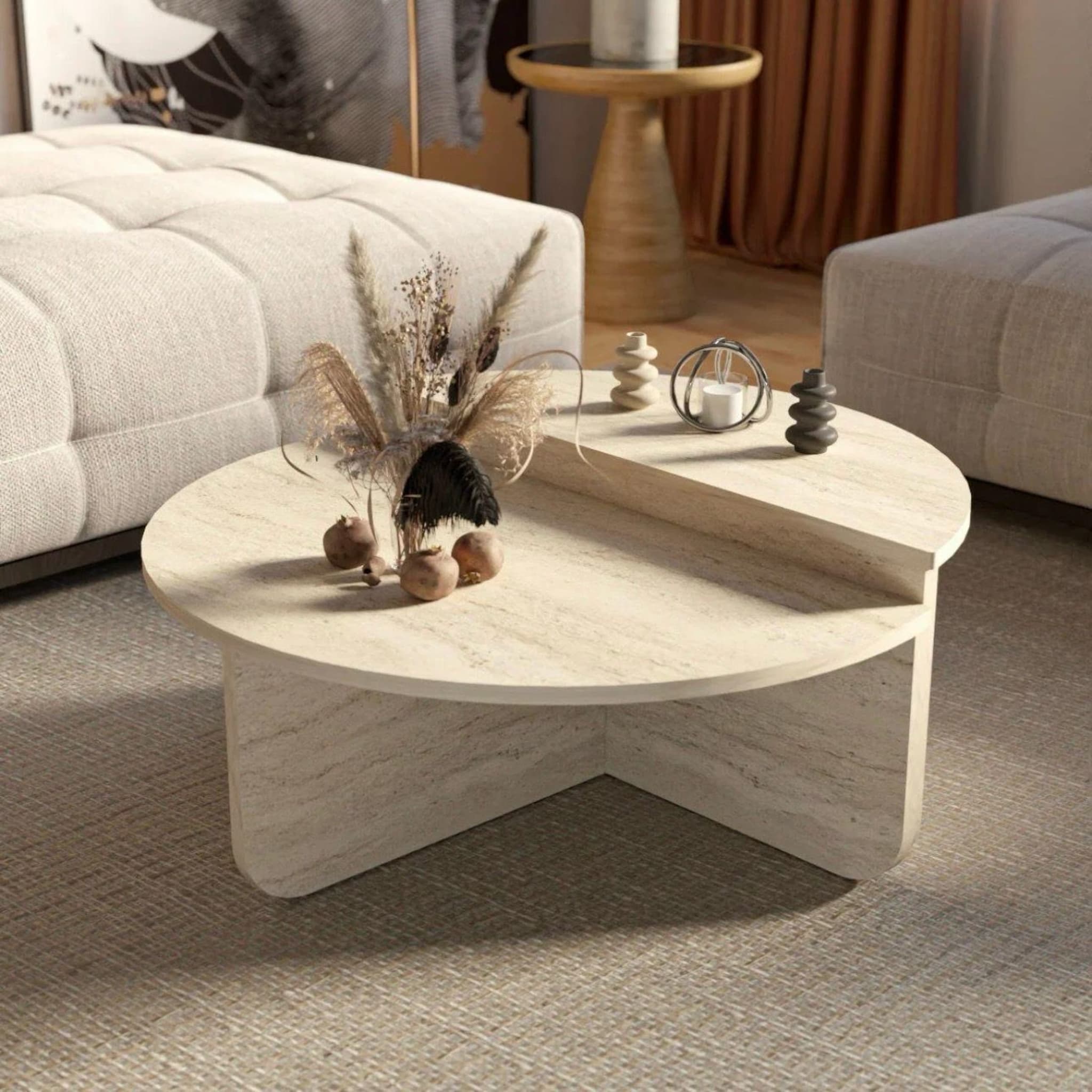 Volta Side Table — Travertine