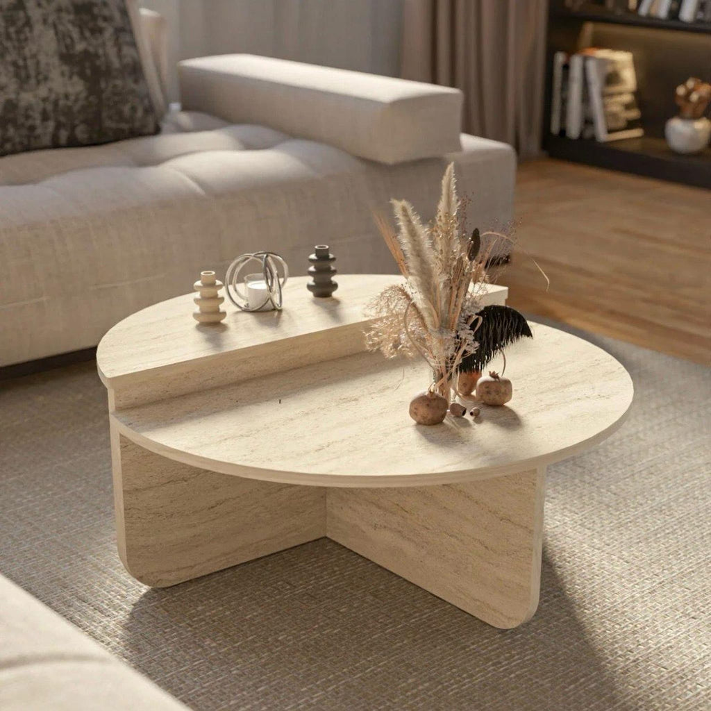 Volta Side Table — Travertine