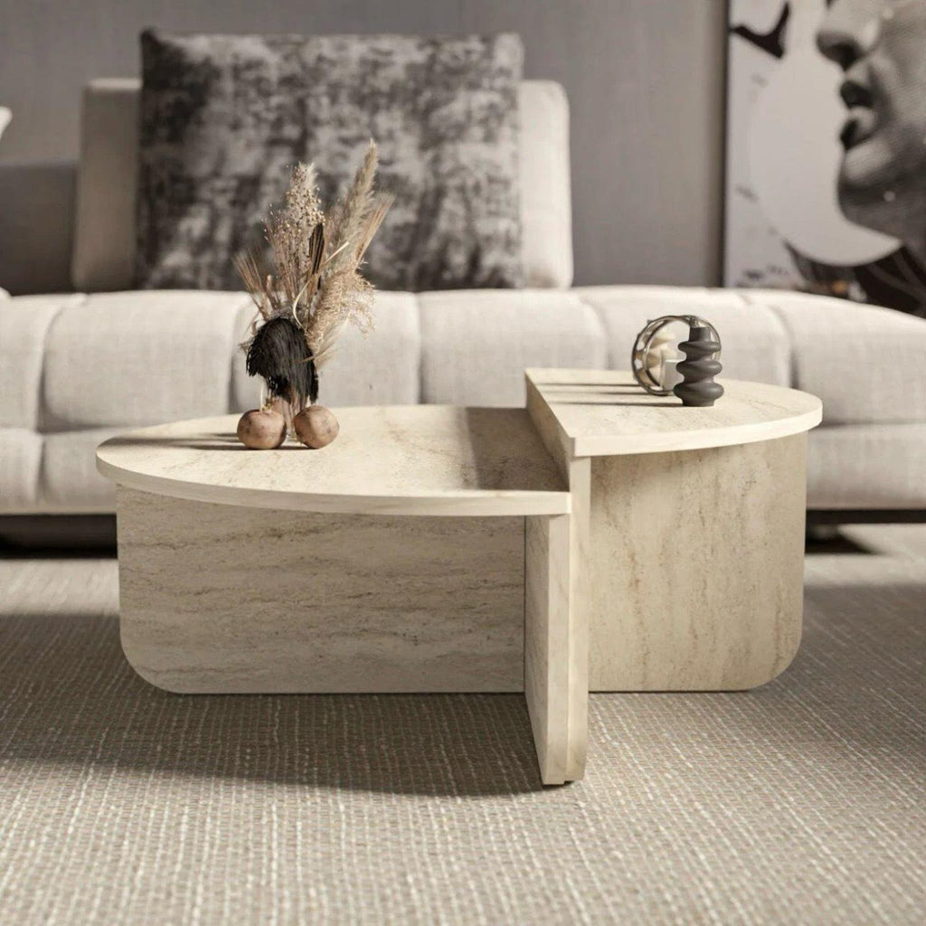 Volta Side Table — Travertine