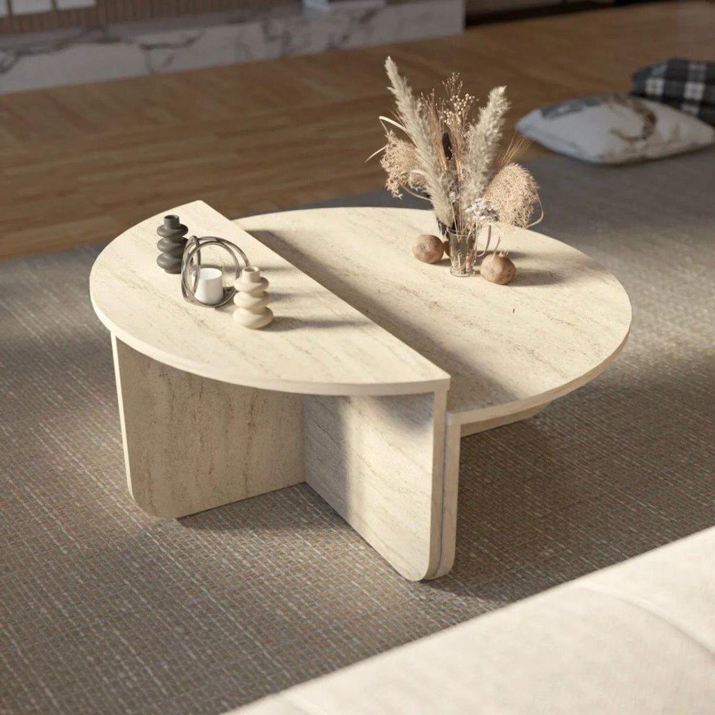 Volta Side Table — Travertine