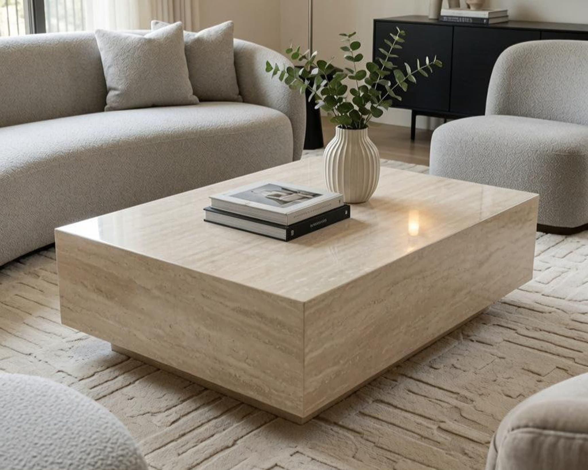 Luna Coffee Table — Travertine