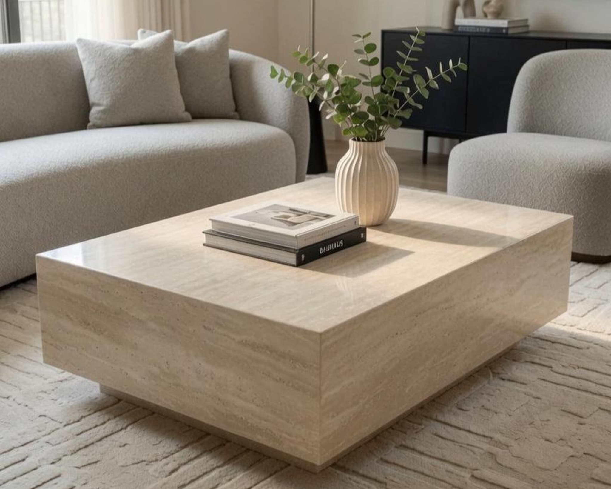Luna Coffee Table — Travertine