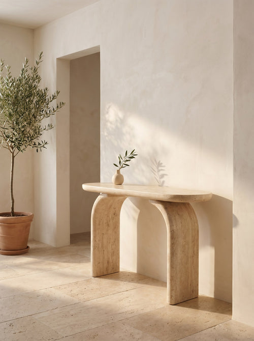 Arco Console Table in Travertine