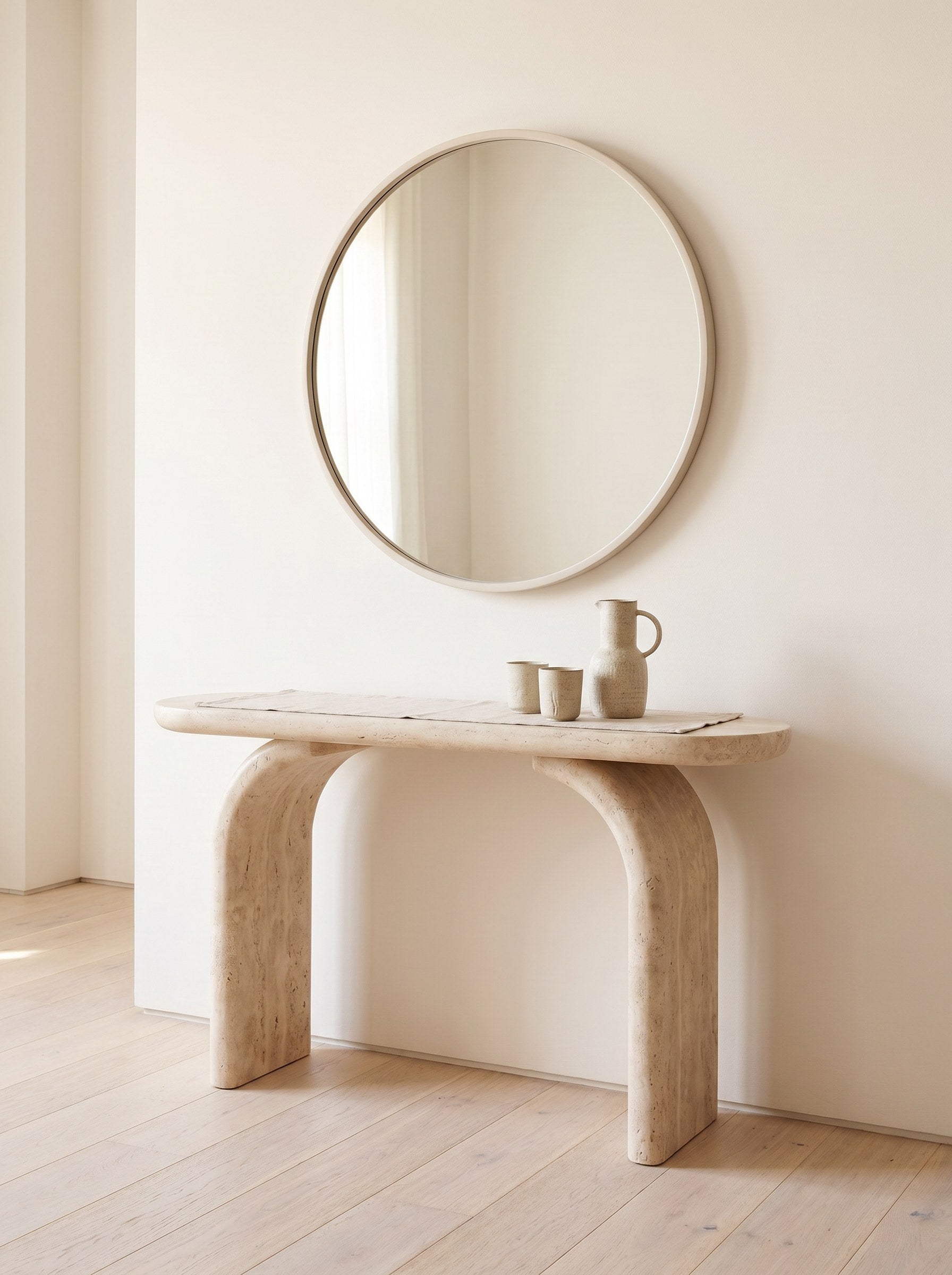 Arco Console Table in Travertine