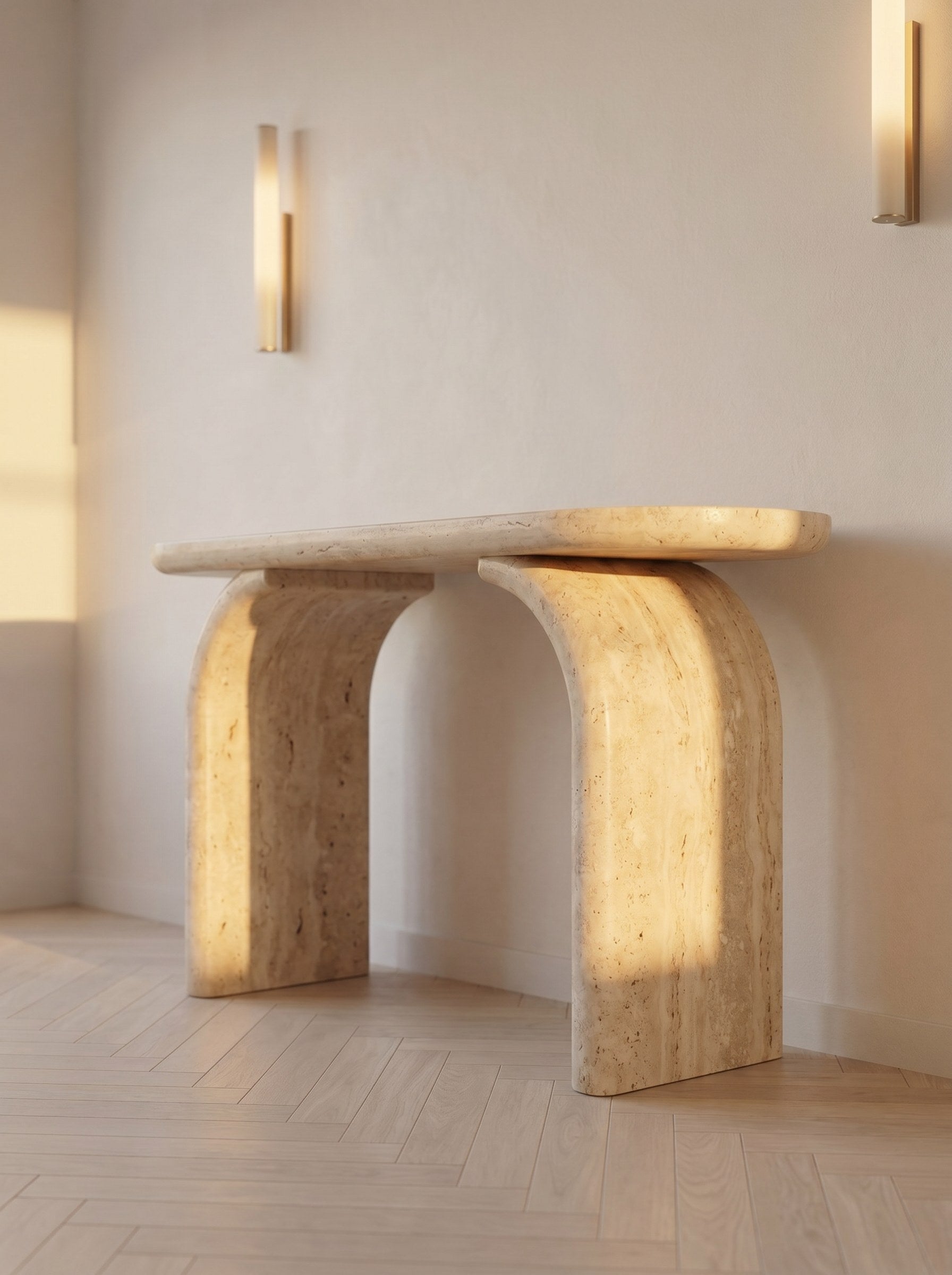 Arco Console Table in Travertine