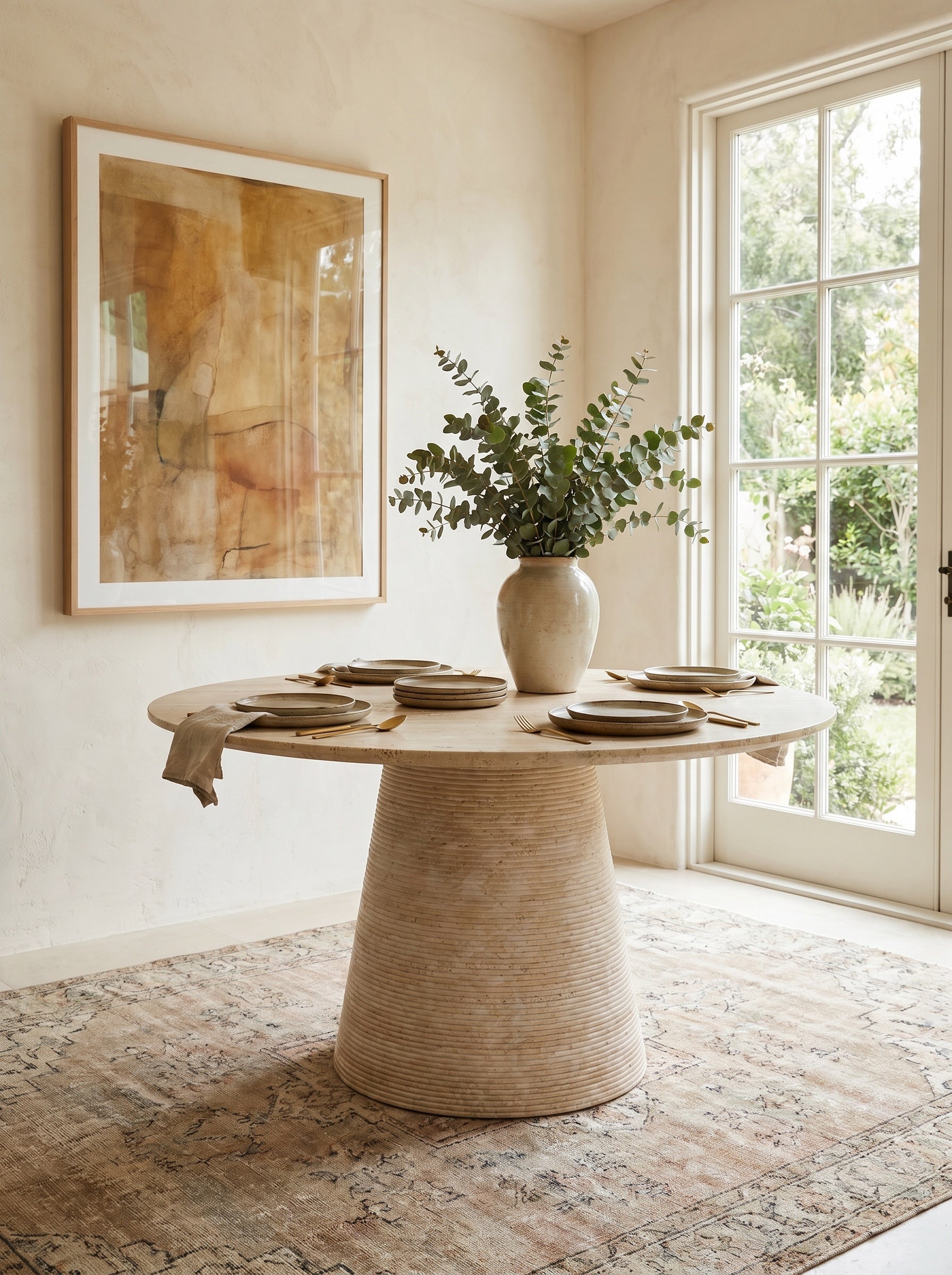 Conca Dining Table in Travertine