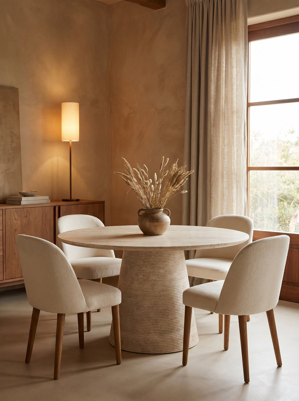 Conca Dining Table in Travertine