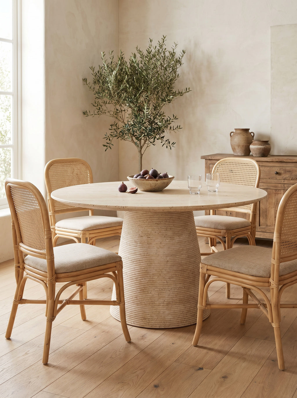 Conca Dining Table in Travertine