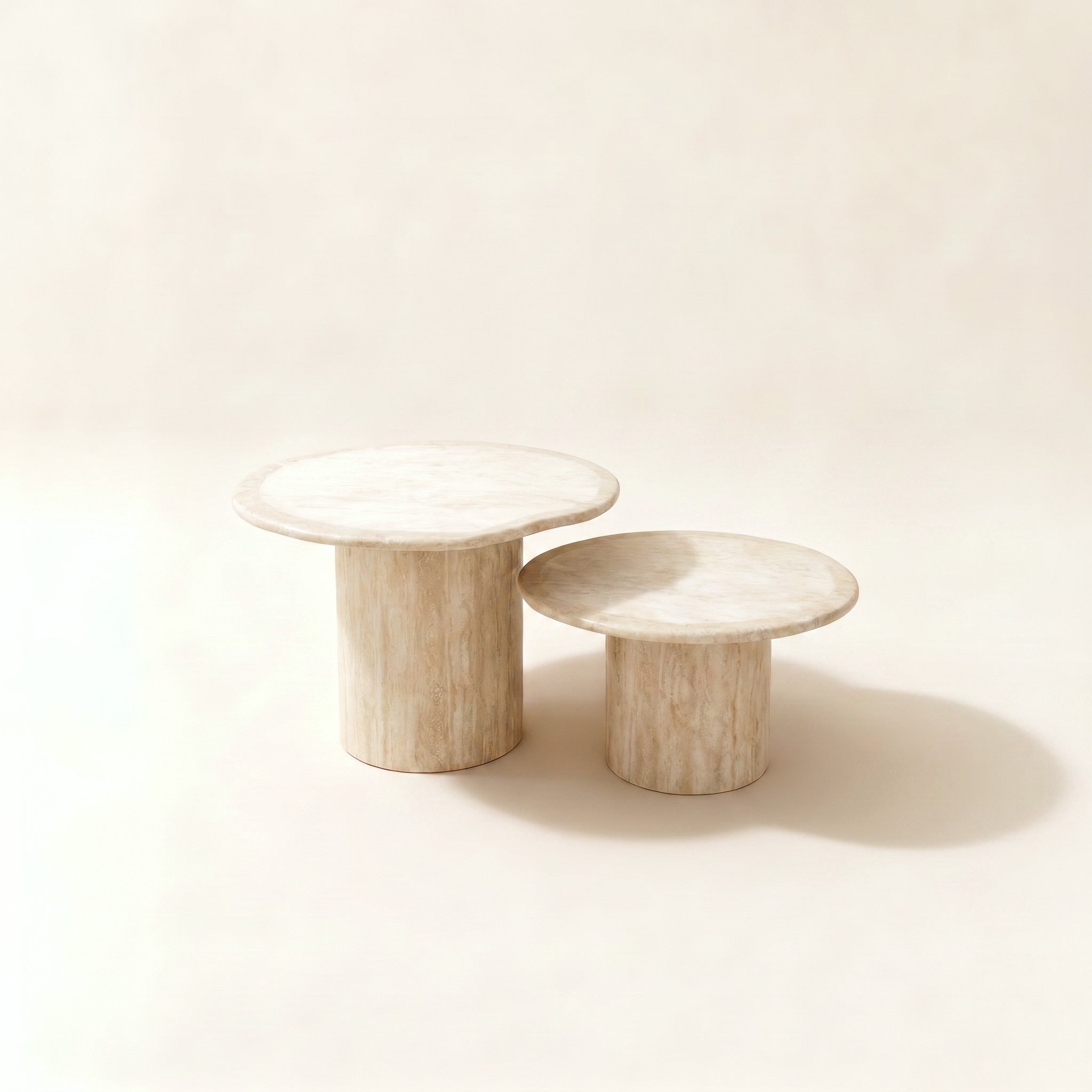 Giada Coffee Table — White Travertine — Duo
