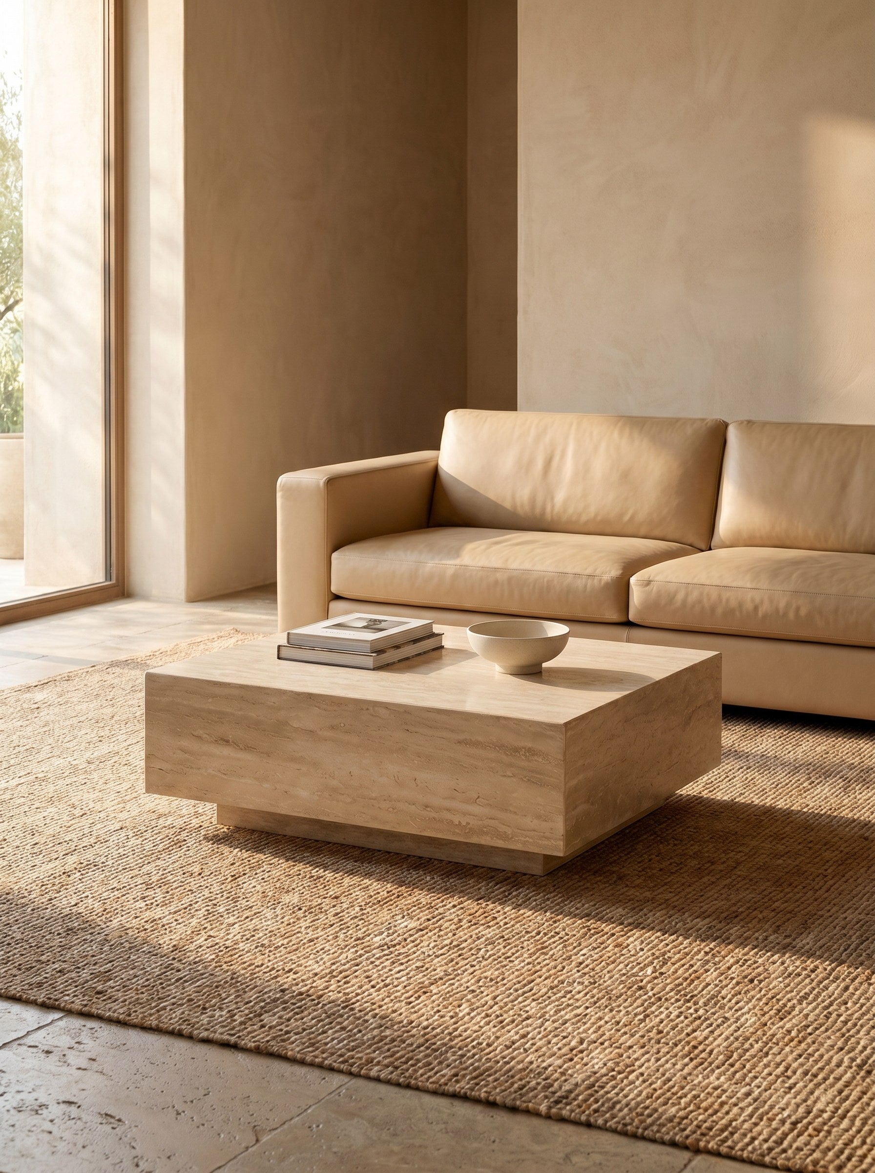 Luna Coffee Table in Travertine