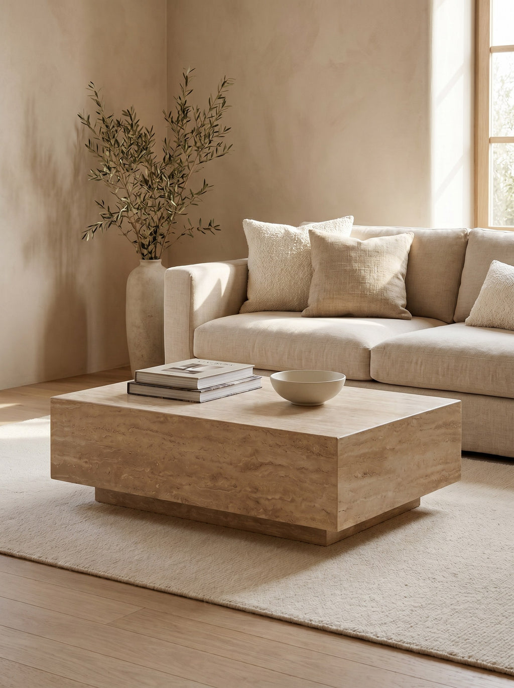 Luna Coffee Table in Travertine