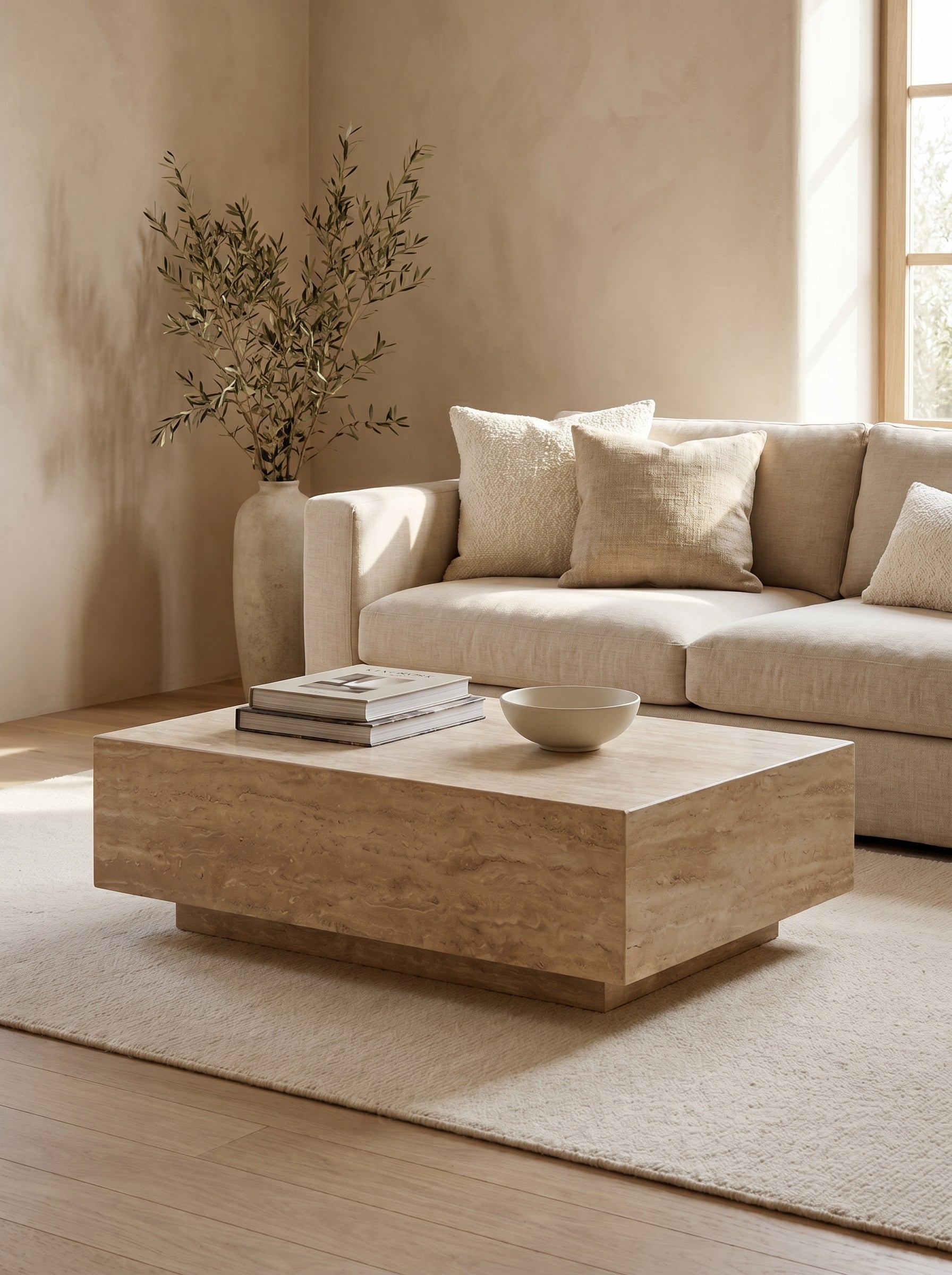 Luna Coffee Table in Travertine
