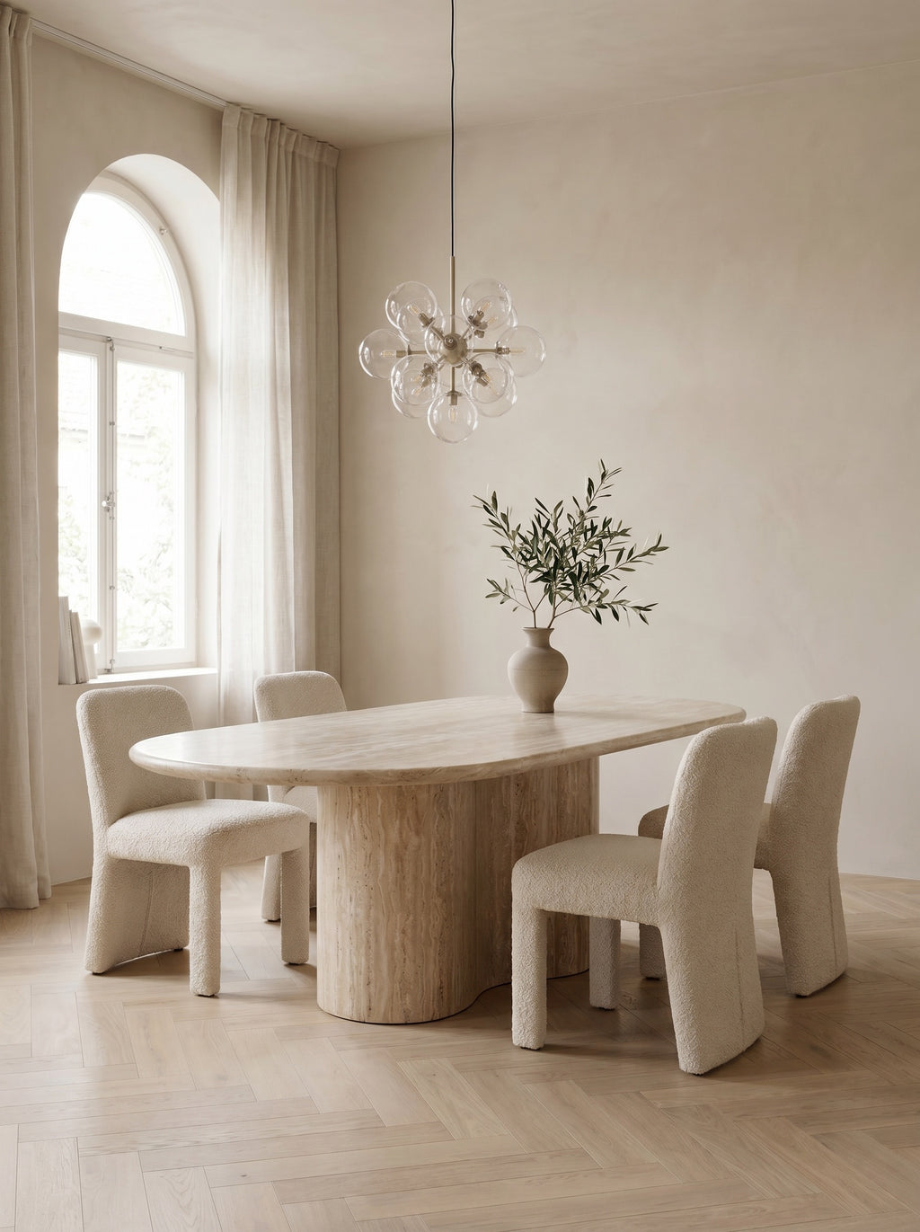 Marea Dining Table in Travertine