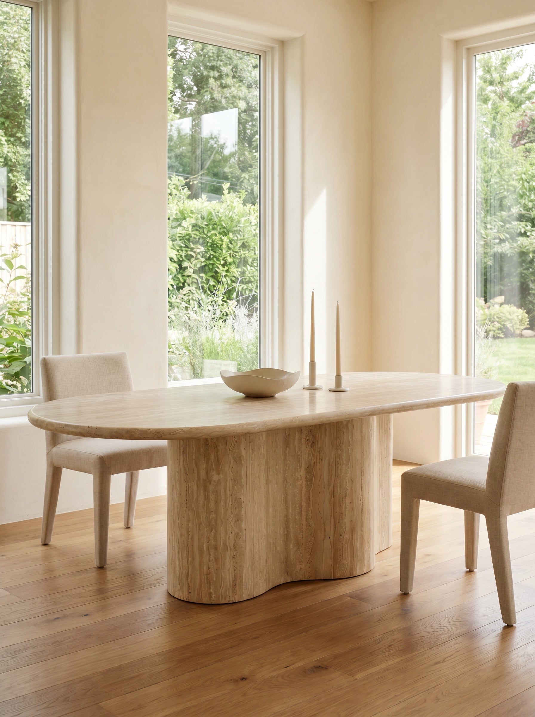 Marea Dining Table in Travertine