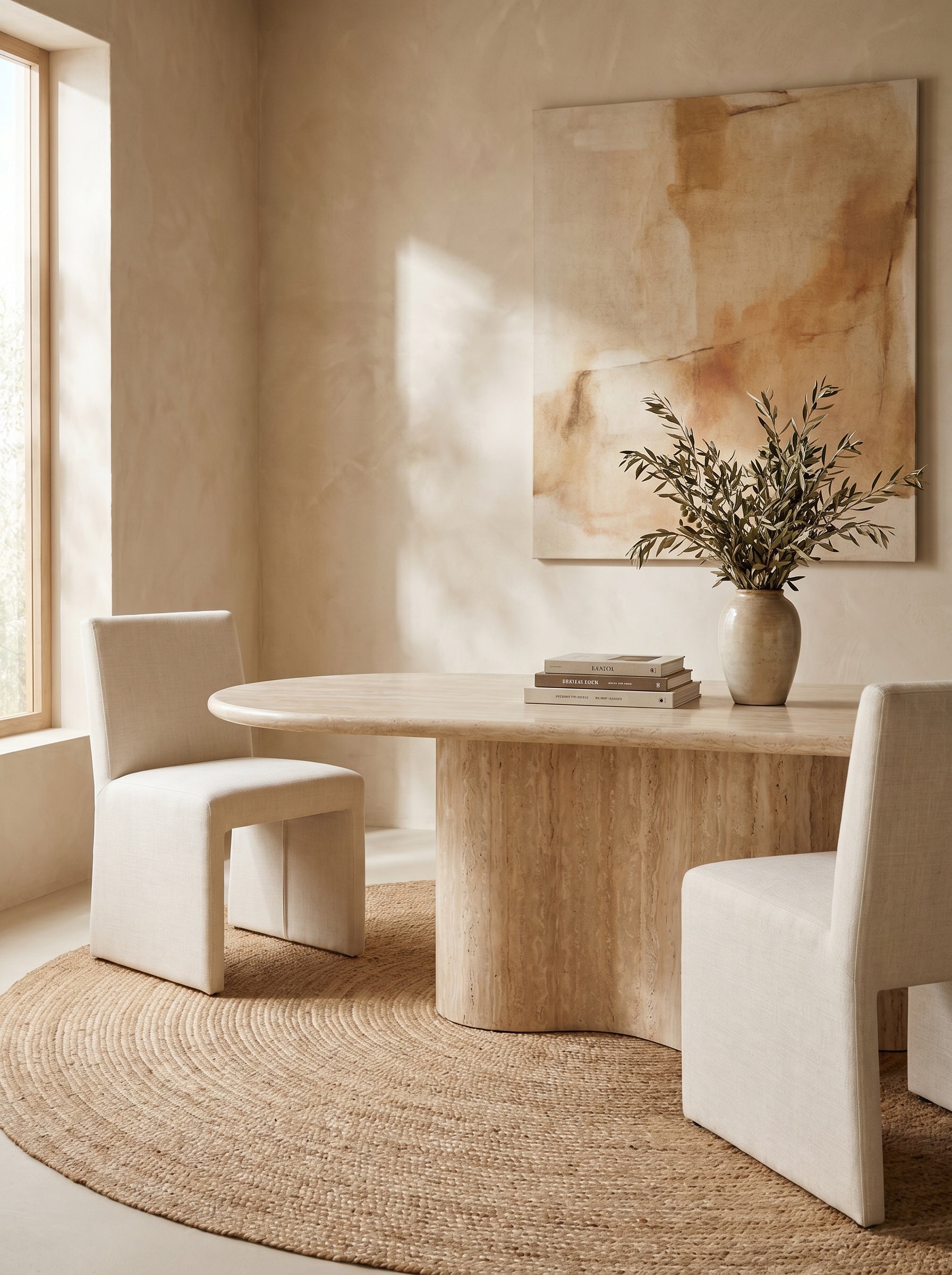 Marea Dining Table in Travertine