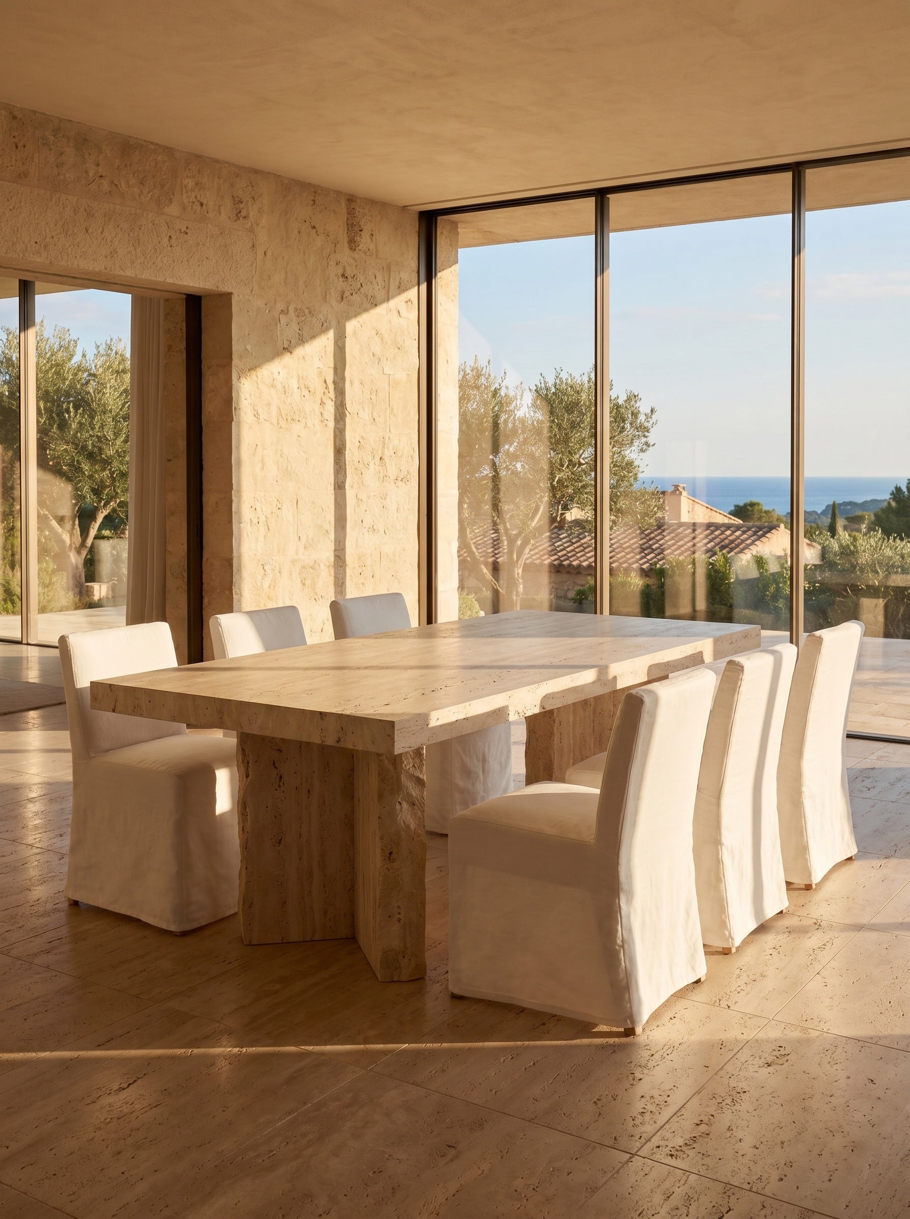 Masseria Dining Table in Travertine
