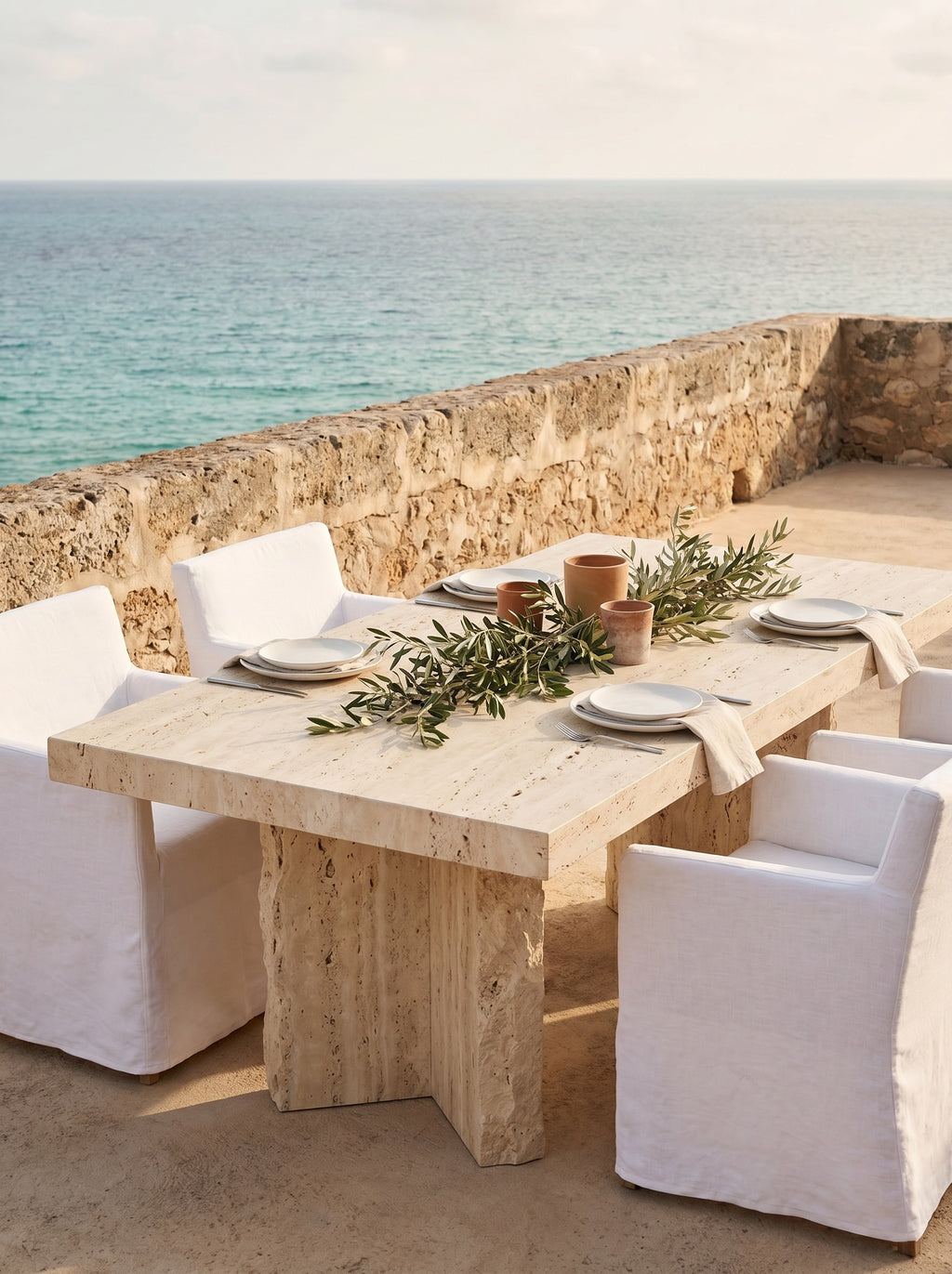 Masseria Dining Table in Travertine