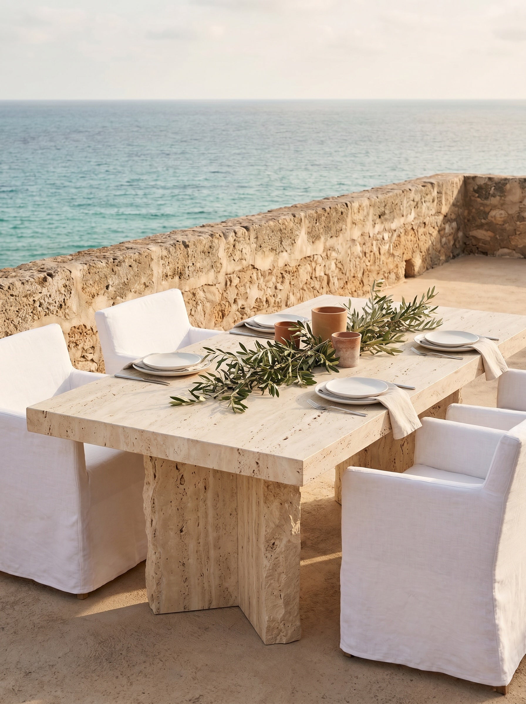 Masseria Dining Table in Travertine