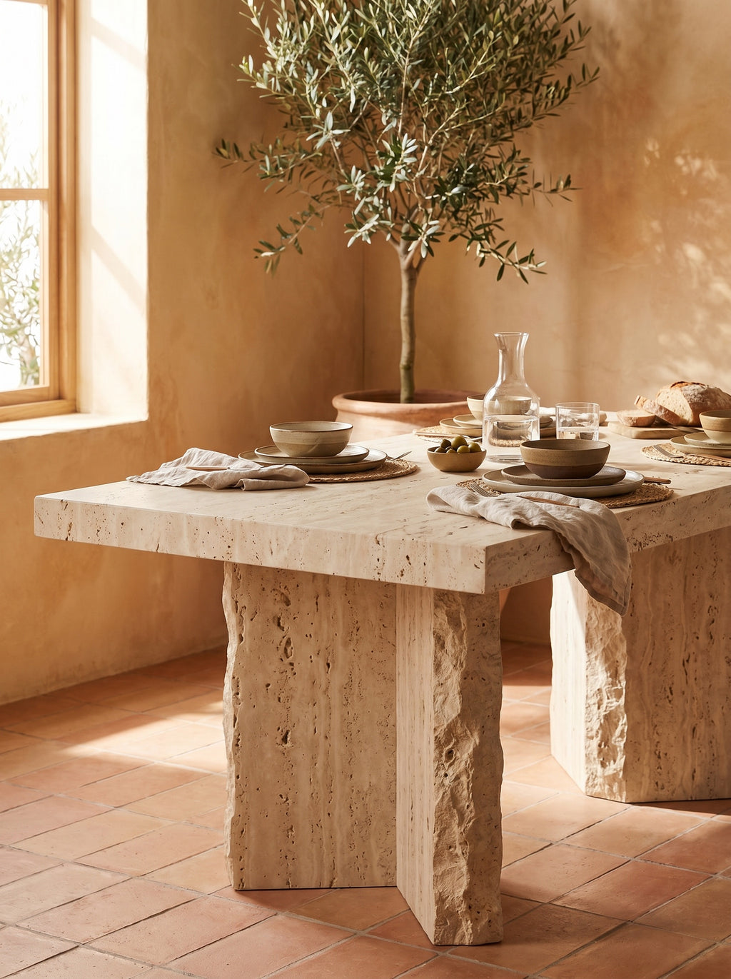 Masseria Dining Table in Travertine