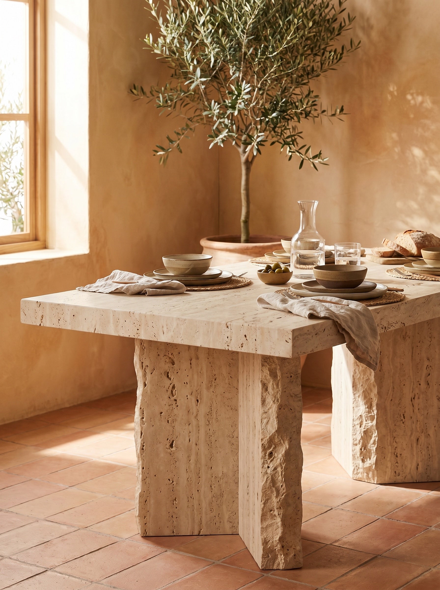 Masseria Dining Table in Travertine
