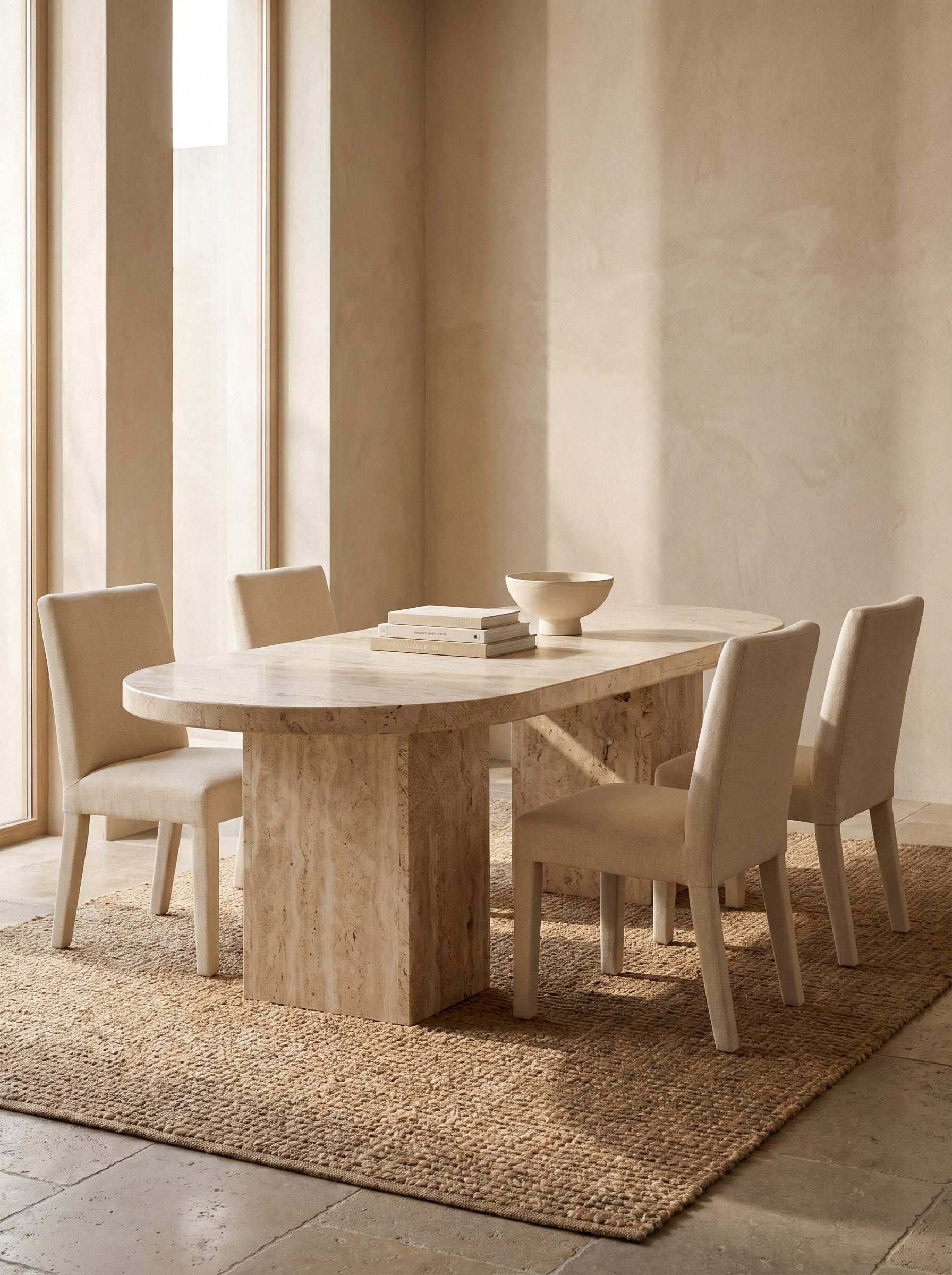 Ovale Dining Table in Travertine