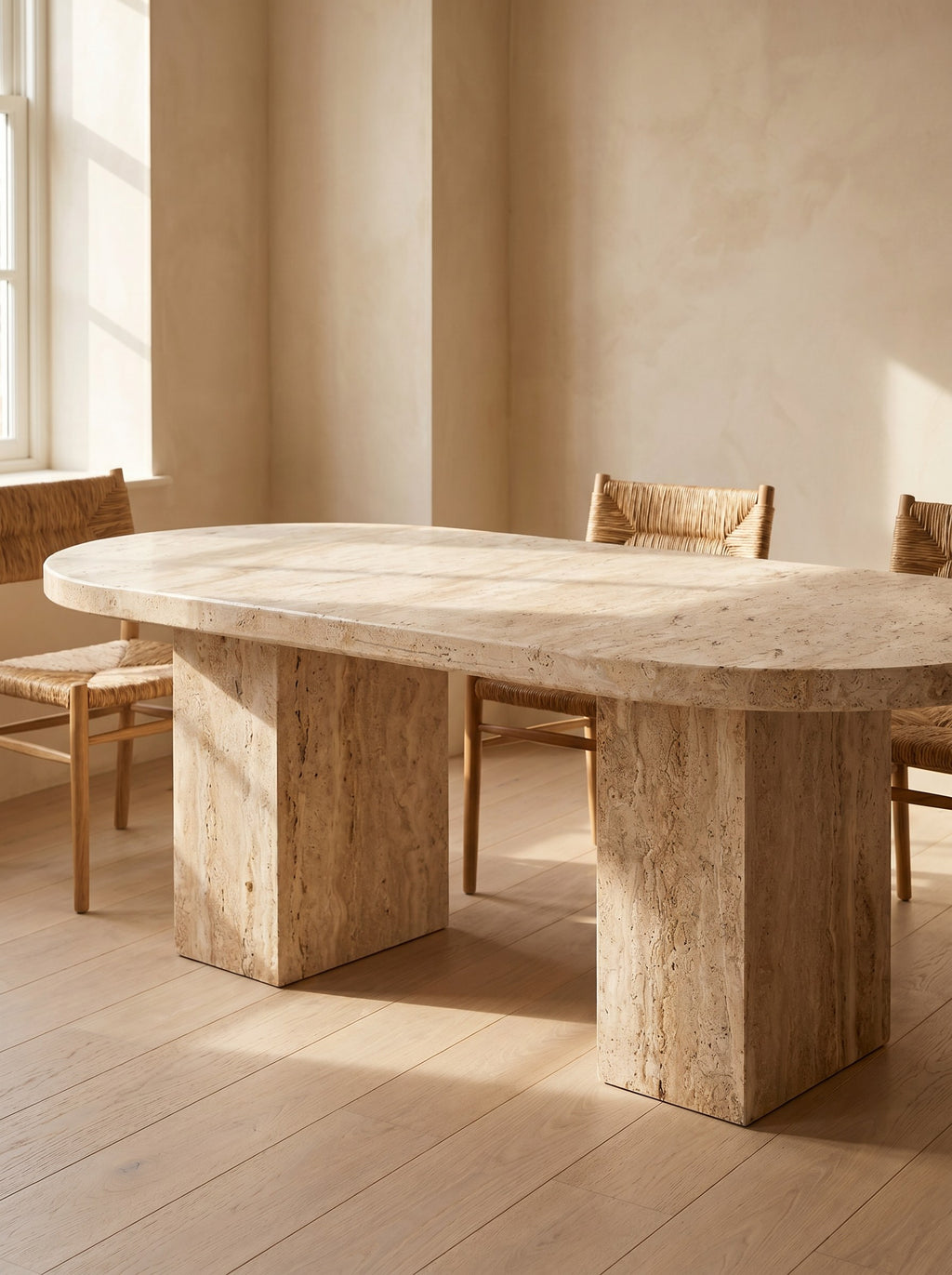 Ovale Dining Table in Travertine