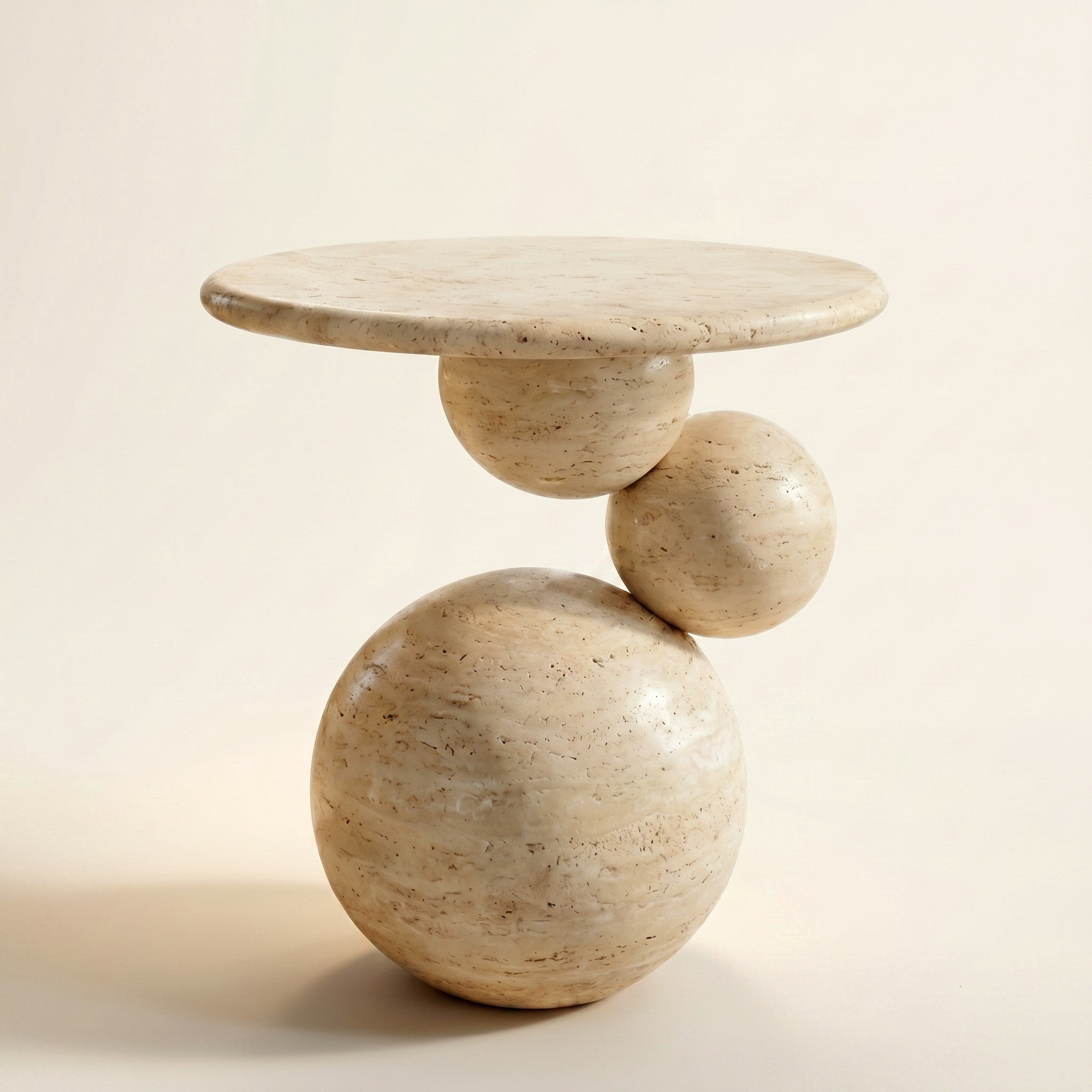 Sfera Side Table in Travertine