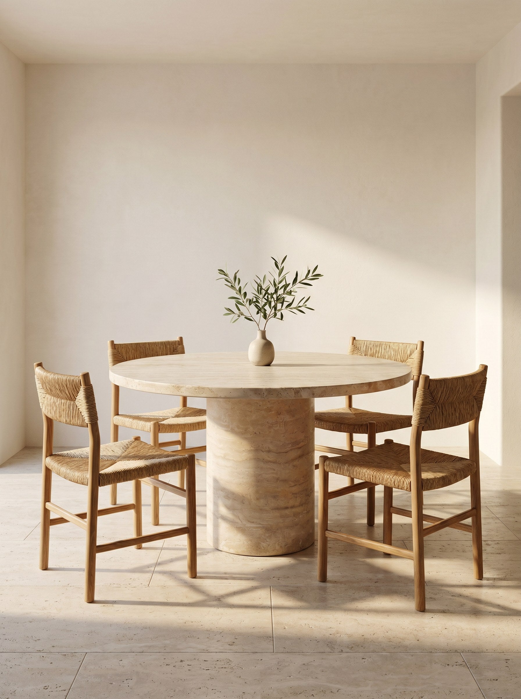 Tonda Dining Table in Travertine
