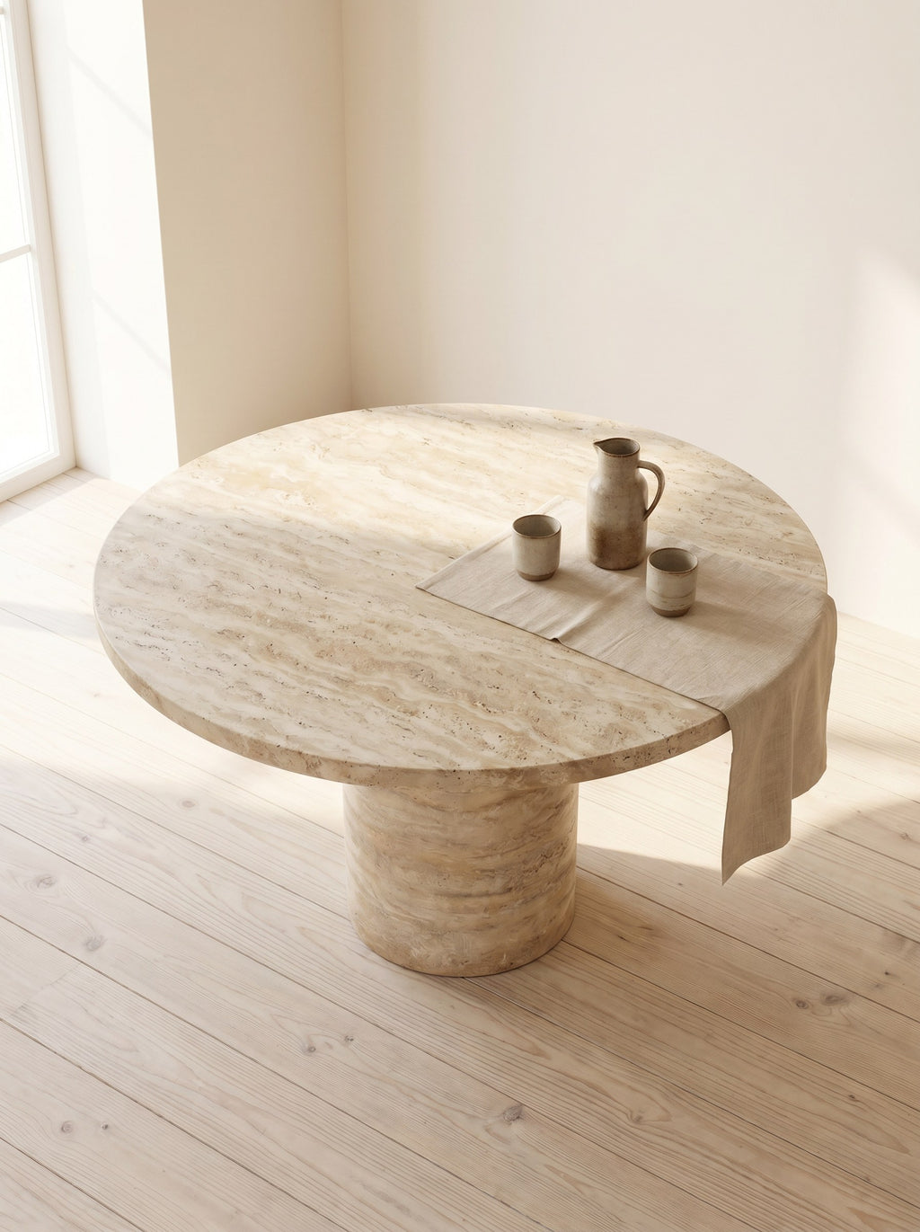 Tonda Dining Table in Travertine