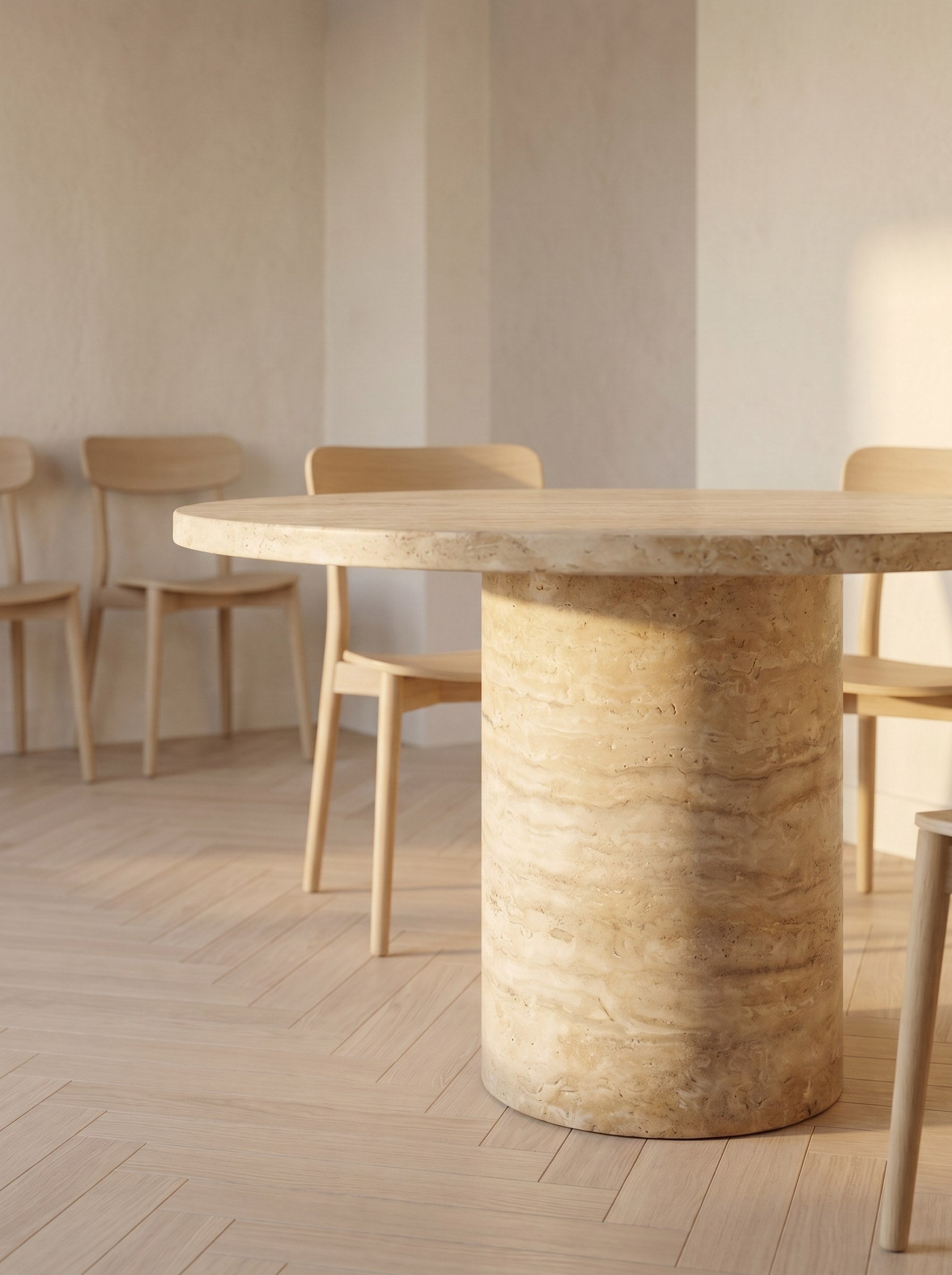 Tonda Dining Table in Travertine