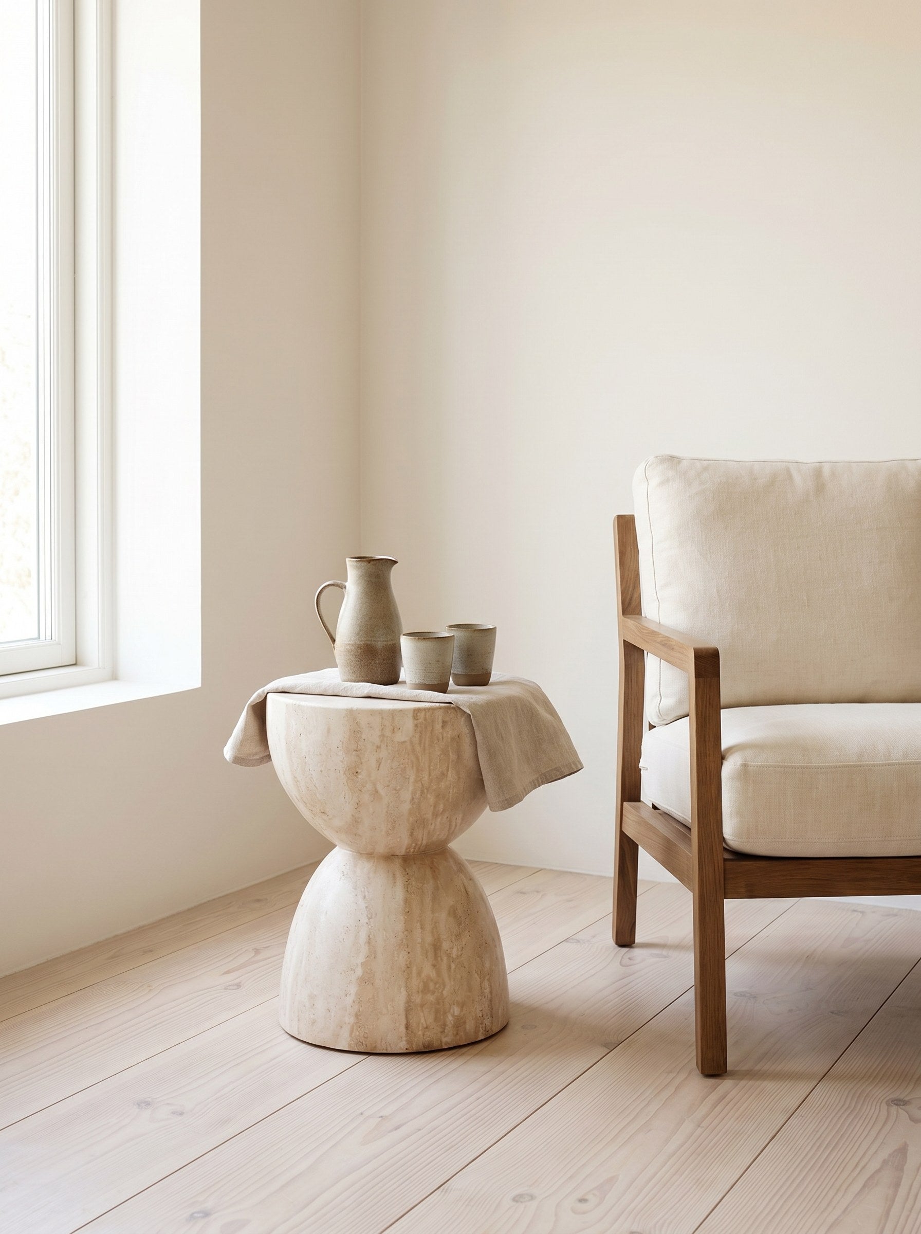 Troia Accent Piece in Light Travertine